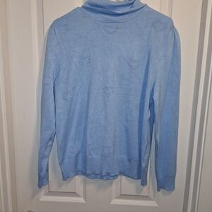 Love Scarlett Light Blue Women's Turtleneck Sweater with Hearts XL